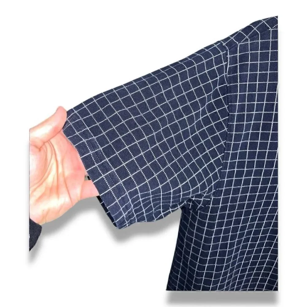 Navy Check Chaps Ralph Lauren Pique Polo Shirt Size XL